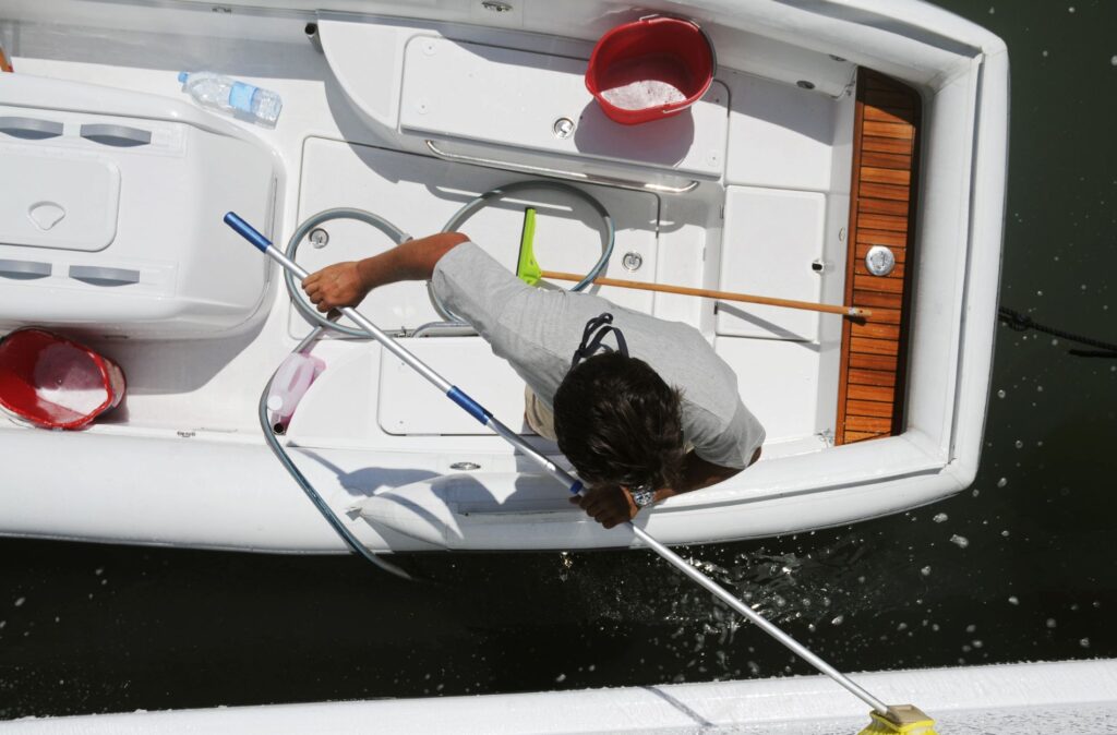 cleaning boat
